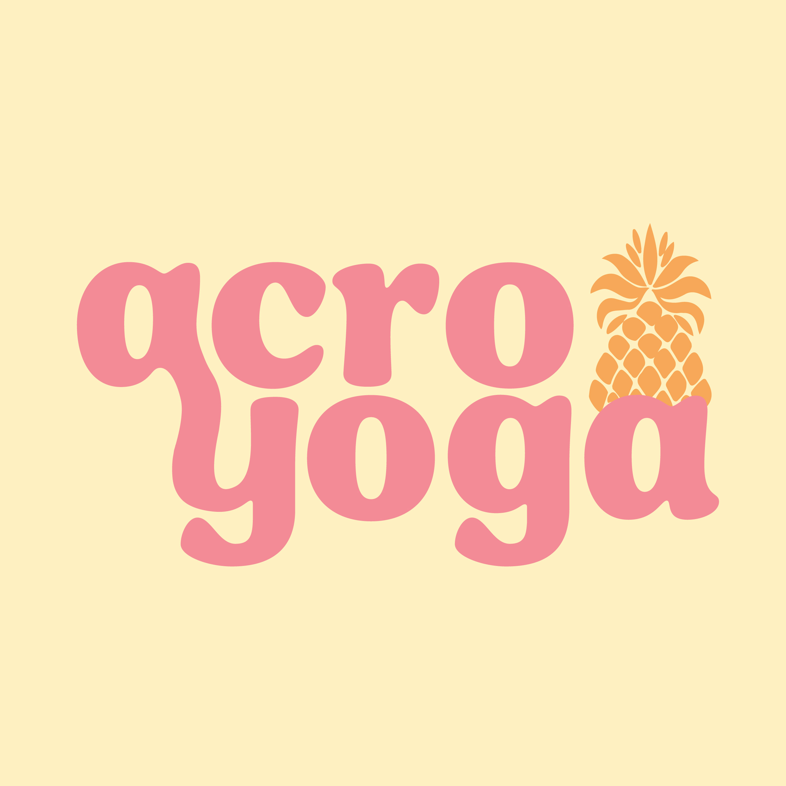 Alternative logo - pink on cream with orange pineapple